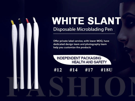 White Slant Disposable Microblading Pen Logo Customized