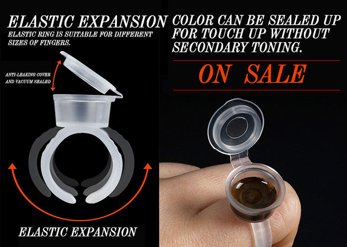Transparent ECO Ring Cup Tattoo Ink Cup With Cap Semi Permanent Pigment Cup