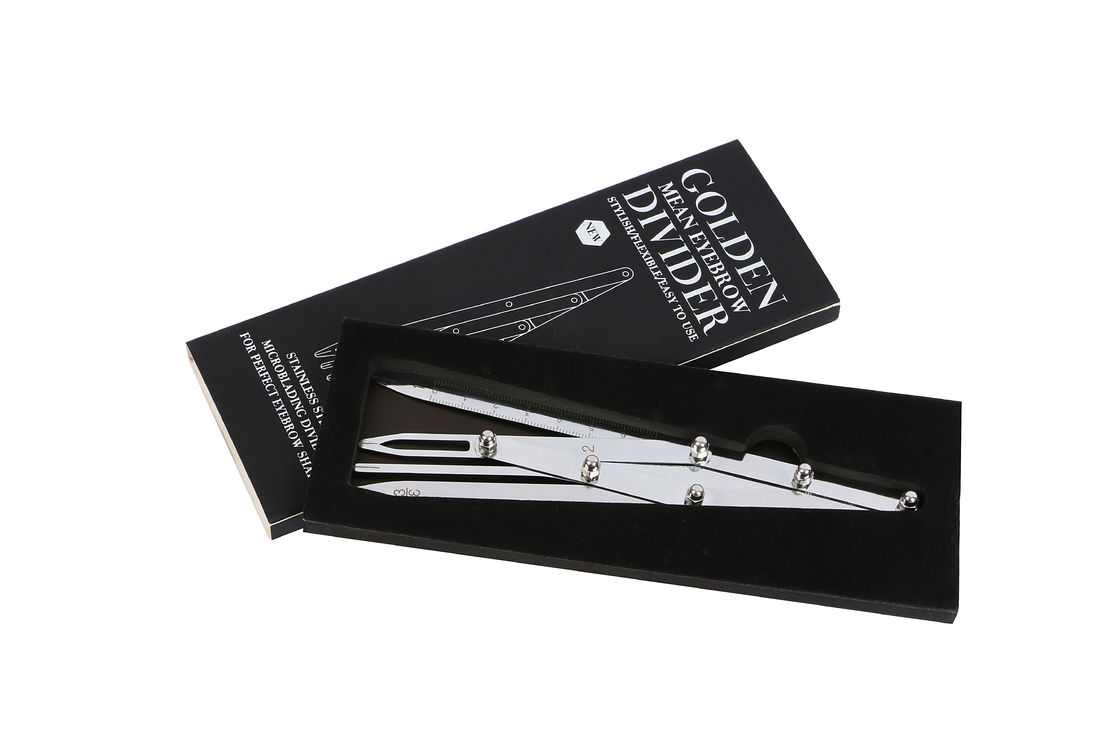 Lush Color Silver Stainless Steel Eyebrow Microblading Tattoo Tool 4 Prong Golden Ratio Caliper