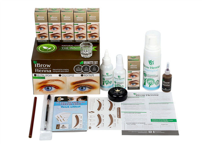 6 Colors Cosmetic Tattoo Pigments / Natural Tint With Tattoo Effect Henna Eyebrow Kit