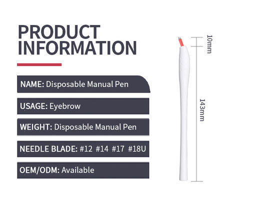 White Slant Disposable Microblading Pen Logo Customized